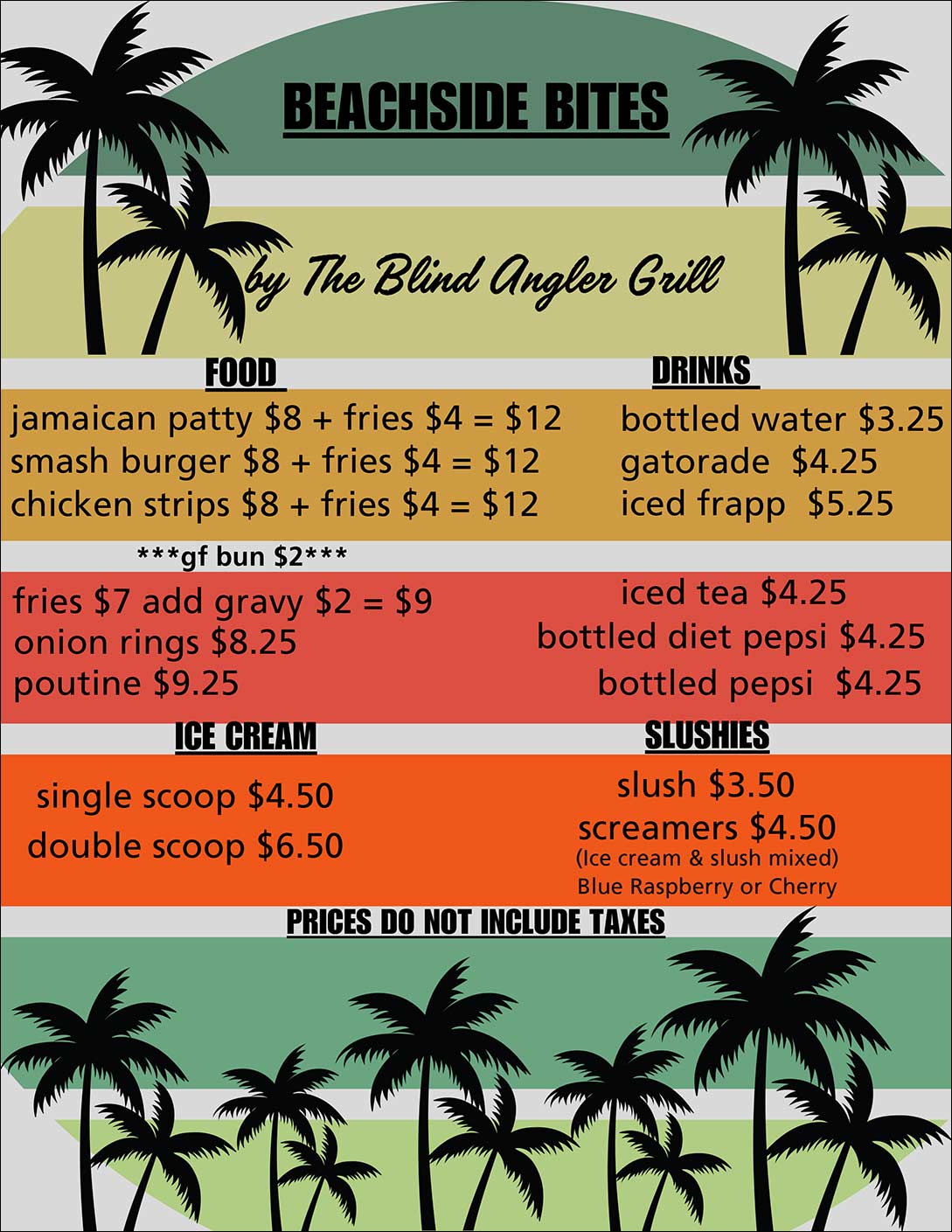 The Beachside Bites Menu